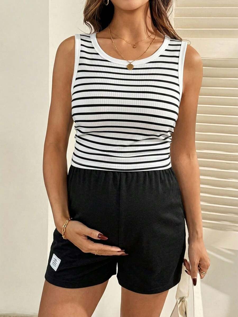 Gray Maternity Two-Piece Set – Soft Casual Summer Outfit