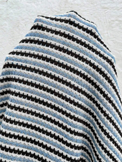 Coffee Brown Striped Round Neck Maternity T-Shirt - Casual Batwing Short Sleeve Padded Shoulder Top for Pregnancy Holiday Outfits