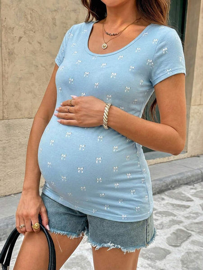 Women's Casual Butterfly Print Short Sleeve T-Shirt, Summer Maternity Clothes For Women Pregnant Women Outfits Bump Friendly Outfits Pregnancy T Shirt Pregnancy Top