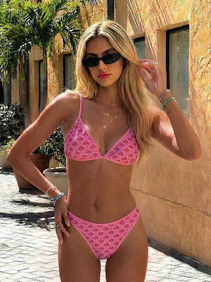 Swim Vcay Summer Beach Women Vacation Color-Block Halter Strap Bikini Set With Separated Bikini Set