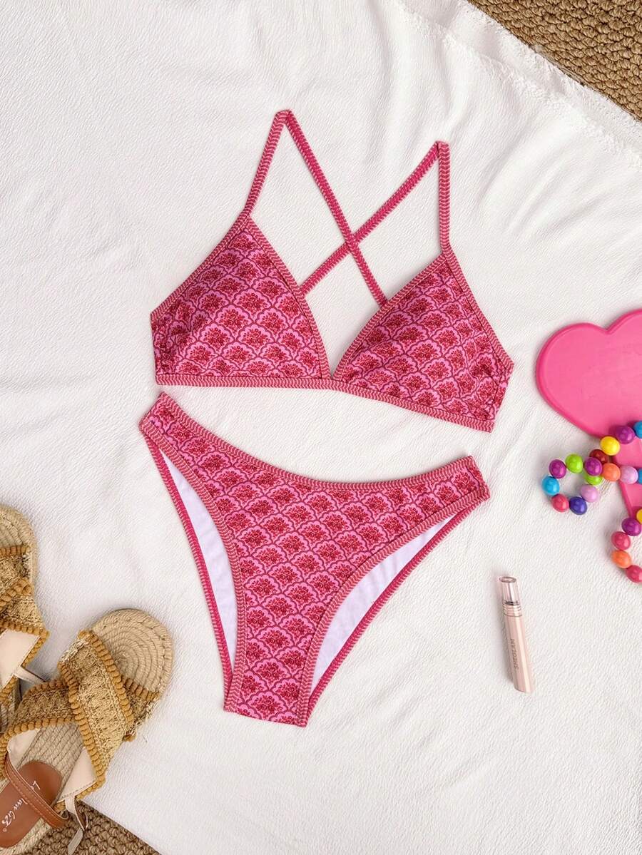 Swim Vcay Summer Beach Women Vacation Color-Block Halter Strap Bikini Set With Separated Bikini Set