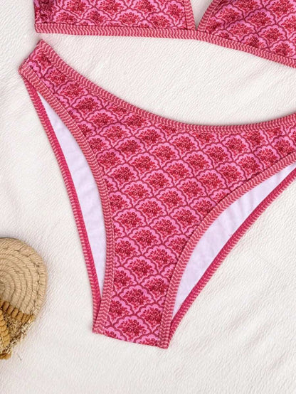Swim Vcay Summer Beach Women Vacation Color-Block Halter Strap Bikini Set With Separated Bikini Set