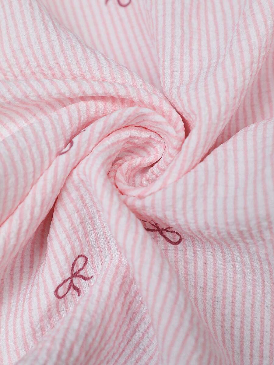 Maternity Jumpsuit Romper - Pink Bow Print Boho Spaghetti Strap, Baby Shower & Photoshoot