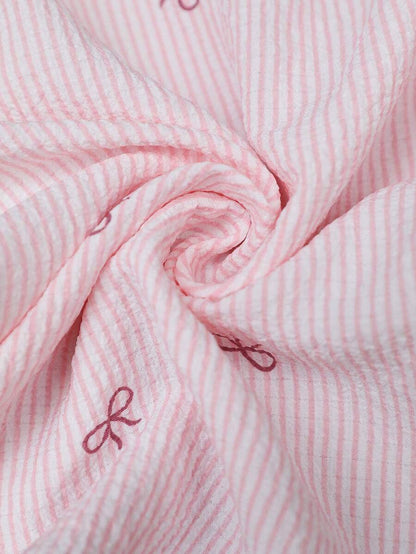 Maternity Jumpsuit Romper - Pink Bow Print Boho Spaghetti Strap, Baby Shower & Photoshoot