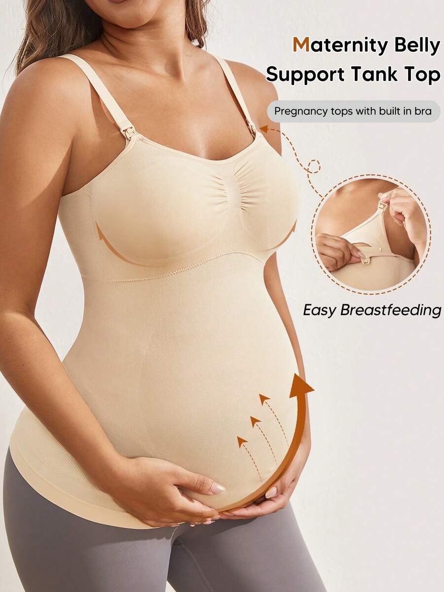 Pregnant Women's Solid Color Elastic Simple Fitted Camisole Summer