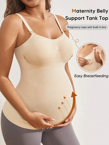 Pregnant Women's Solid Color Elastic Simple Fitted Camisole Summer