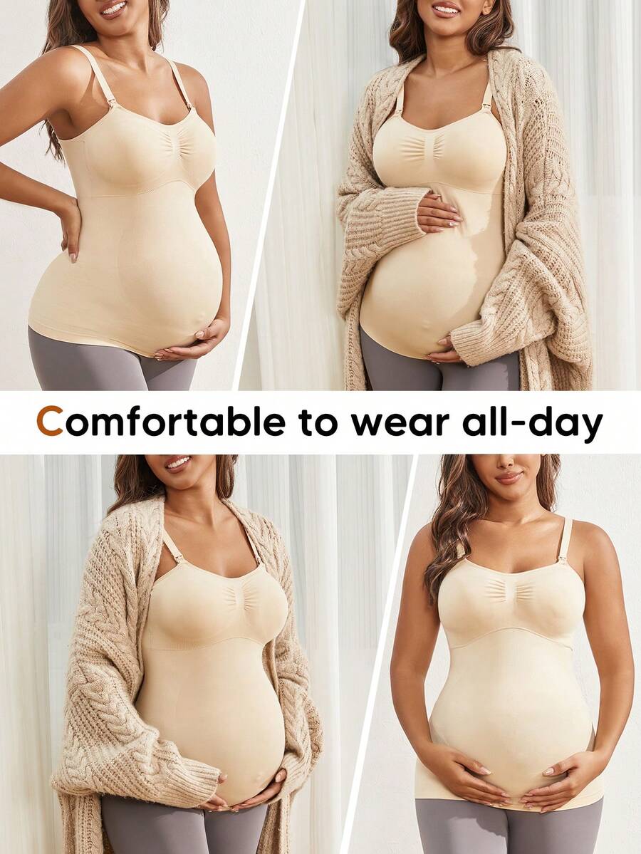 Pregnant Women's Solid Color Elastic Simple Fitted Camisole Summer