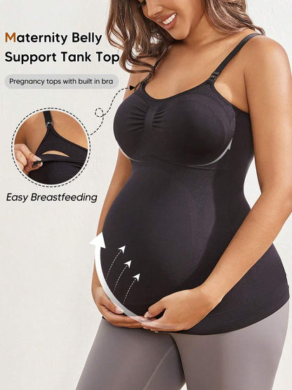 Pregnant Women's Solid Color Elastic Simple Fitted Camisole Summer