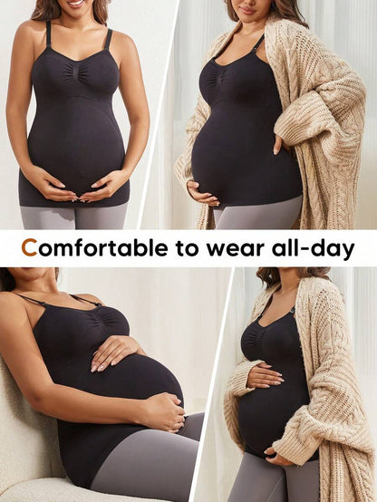 Pregnant Women's Solid Color Elastic Simple Fitted Camisole Summer