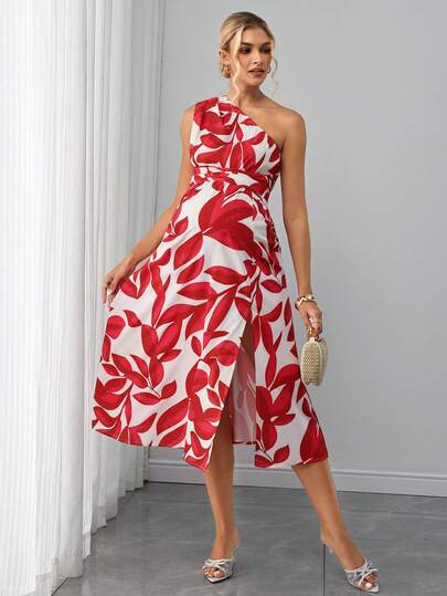 Maternity Colorblock A-Line Midi Dress - Asymmetric Neck, Sleeveless, Split Hem, Slim Fit, Multicolor