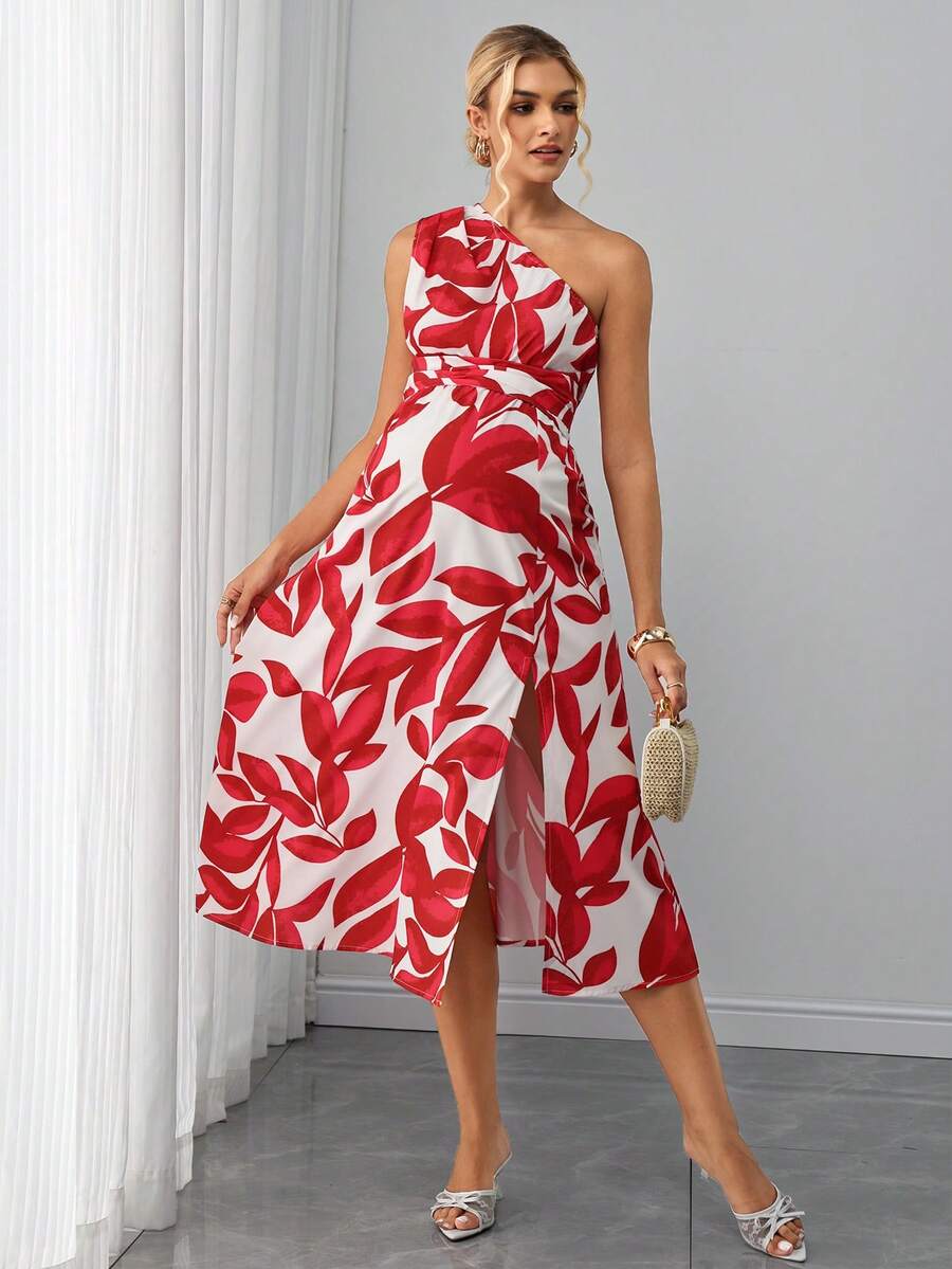 Maternity Colorblock A-Line Midi Dress - Asymmetric Neck, Sleeveless, Split Hem, Slim Fit, Multicolor