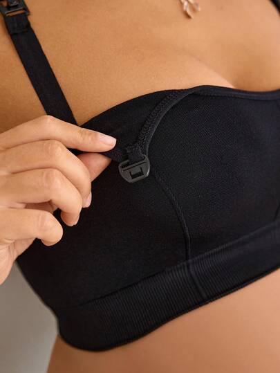 1pc Seamless Maternity Nursing Bra, High Elasticity, Soft & Comfortable, Skin-Friendly
