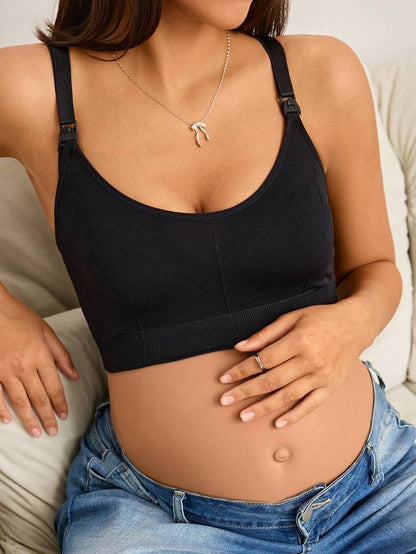 1pc Seamless Maternity Nursing Bra, High Elasticity, Soft & Comfortable, Skin-Friendly
