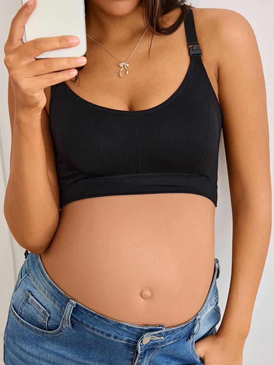 1pc Seamless Maternity Nursing Bra, High Elasticity, Soft & Comfortable, Skin-Friendly