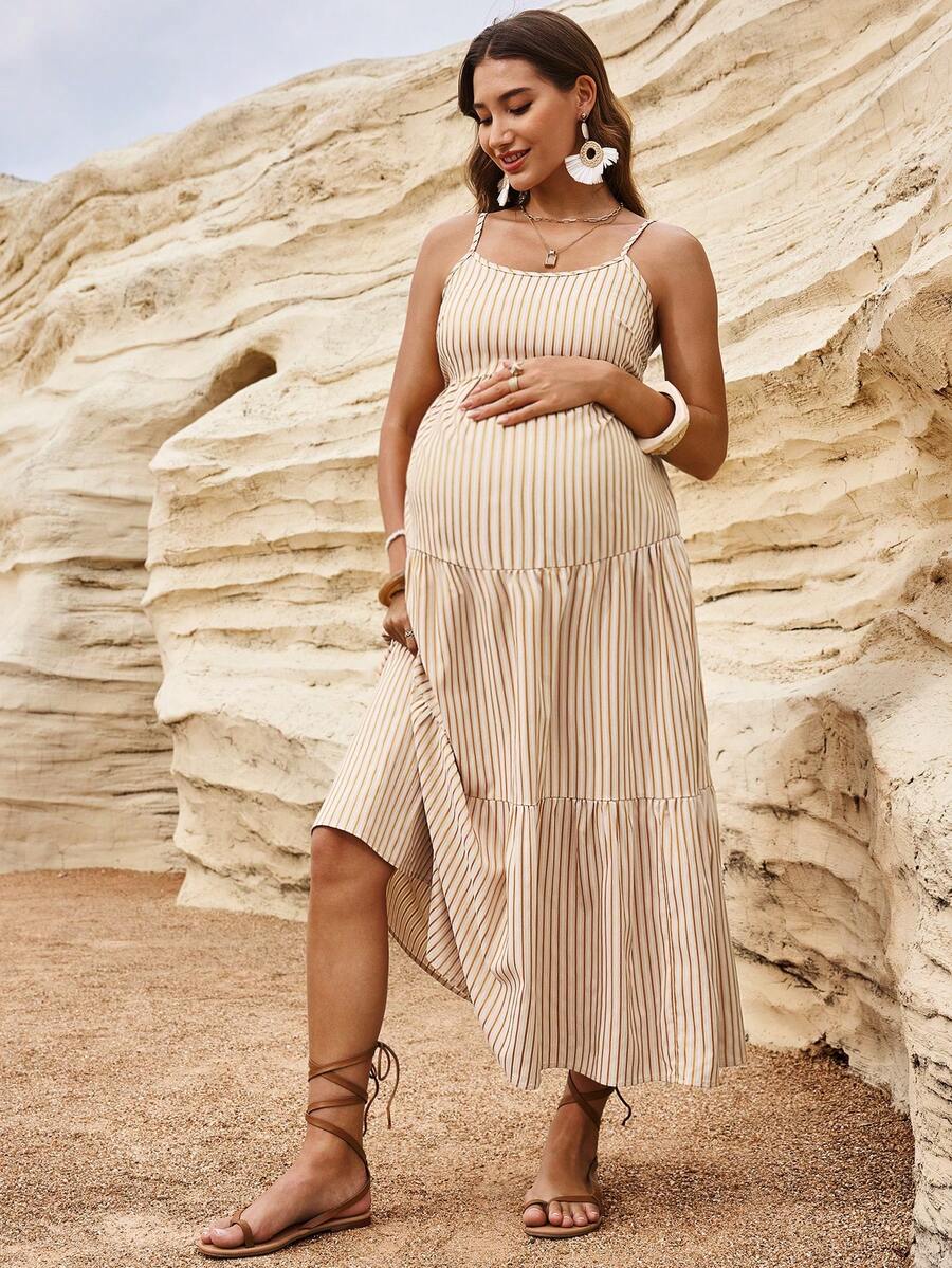 Maternity Sleeveless Solid Color Dress, Fashionable For Summer Woman S Summer Clothes  Maternity Dress  Vacation