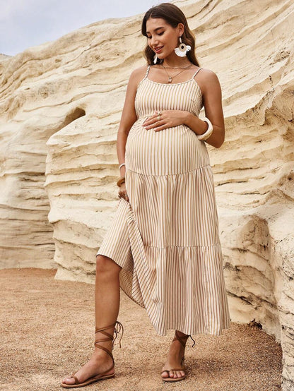 Maternity Sleeveless Solid Color Dress, Fashionable For Summer Woman S Summer Clothes  Maternity Dress  Vacation