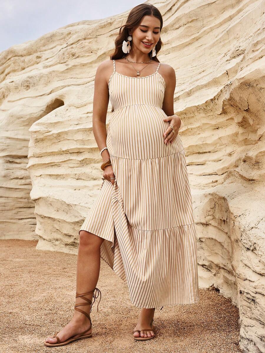 Maternity Sleeveless Solid Color Dress, Fashionable For Summer Woman S Summer Clothes  Maternity Dress  Vacation