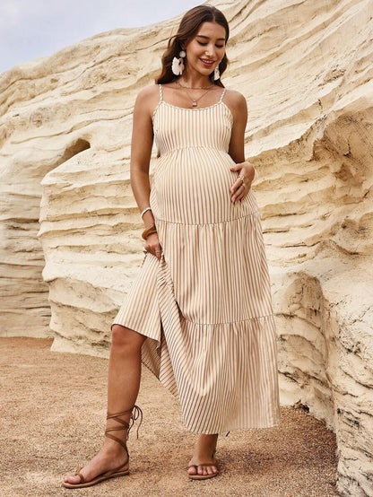 Maternity Sleeveless Solid Color Dress, Fashionable For Summer Woman S Summer Clothes  Maternity Dress  Vacation