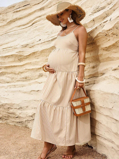 Maternity Sleeveless Solid Color Dress, Fashionable For Summer Woman S Summer Clothes  Maternity Dress  Vacation