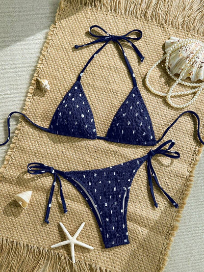 Women's 2-Piece Leopard Print Bikini Set - Ruffled Halter Strap, High Waist, Multicolor