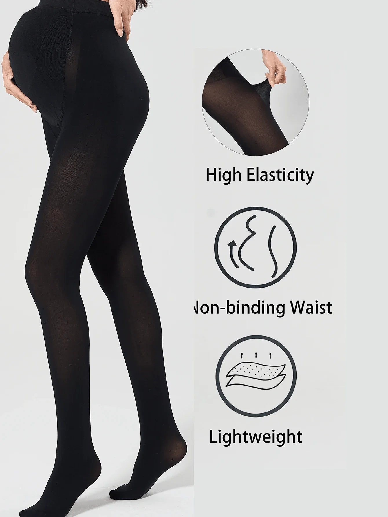 Maternity Pantyhose Tights - Black Adjustable Heart Print Ultra Soft High Elastic Belly Control