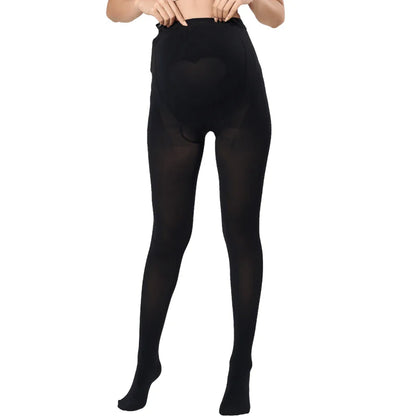 Maternity Pantyhose Tights - Black Adjustable Heart Print Ultra Soft High Elastic Belly Control
