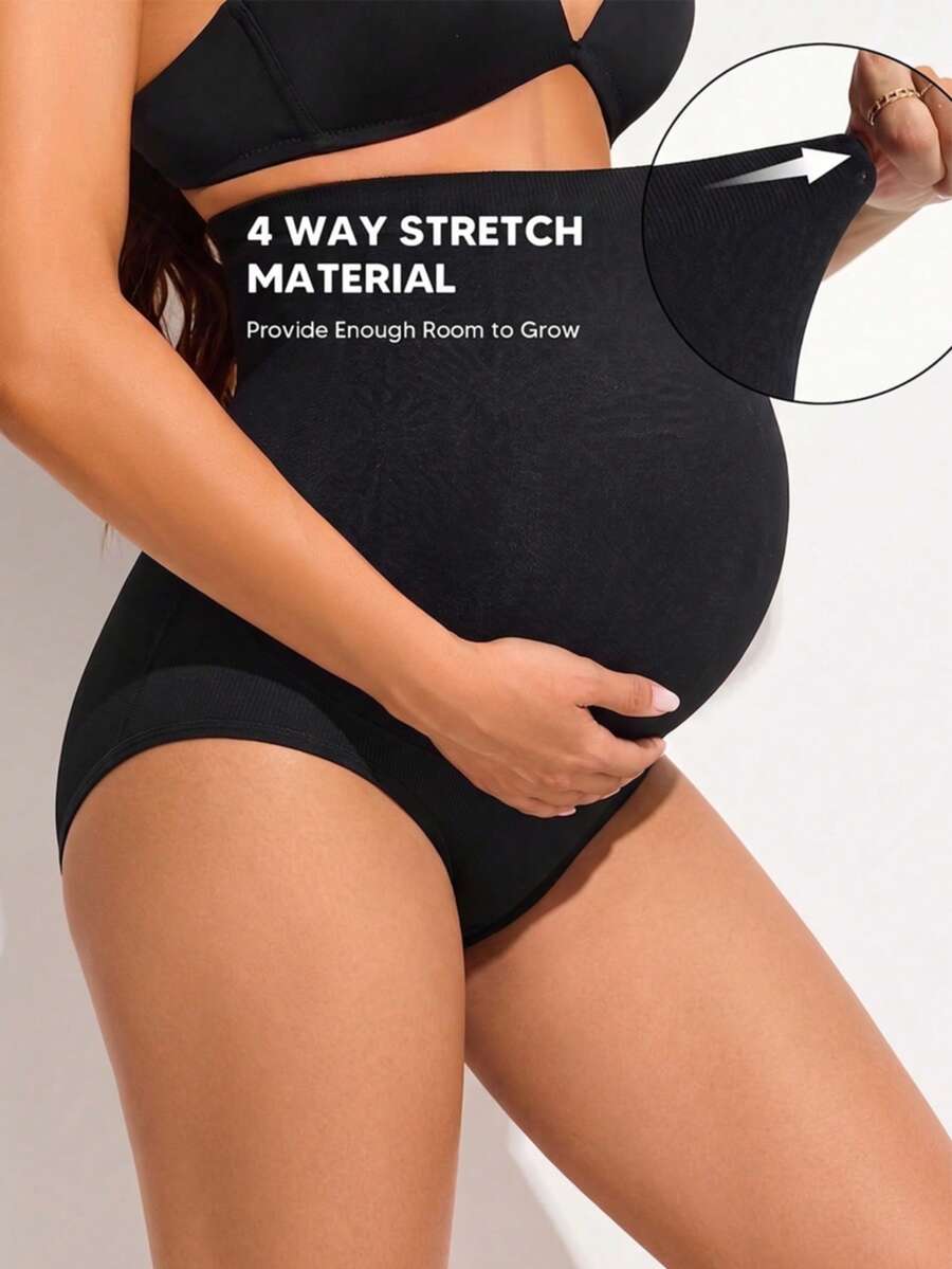 Plus Size Seamless Maternity Yoga Pants - Elastic Waistband Summer Support