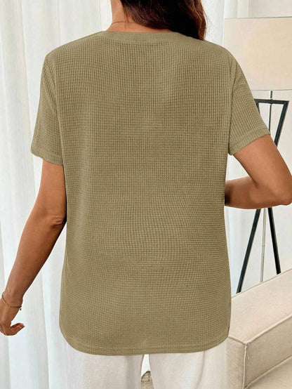 Black Short Sleeve Maternity Nursing Top with Zipper Detail Loose Fit Round Neck Soft Knitted Casual Home Wear Shirt