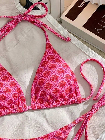 Swim Vcay Women's Solid Color Halter Tie Backless Sexy Thong Bikini Set Bikini Triangle Lemon Bikini Yellow Bathing Suits Light Yellow Bikini String Bikini Set