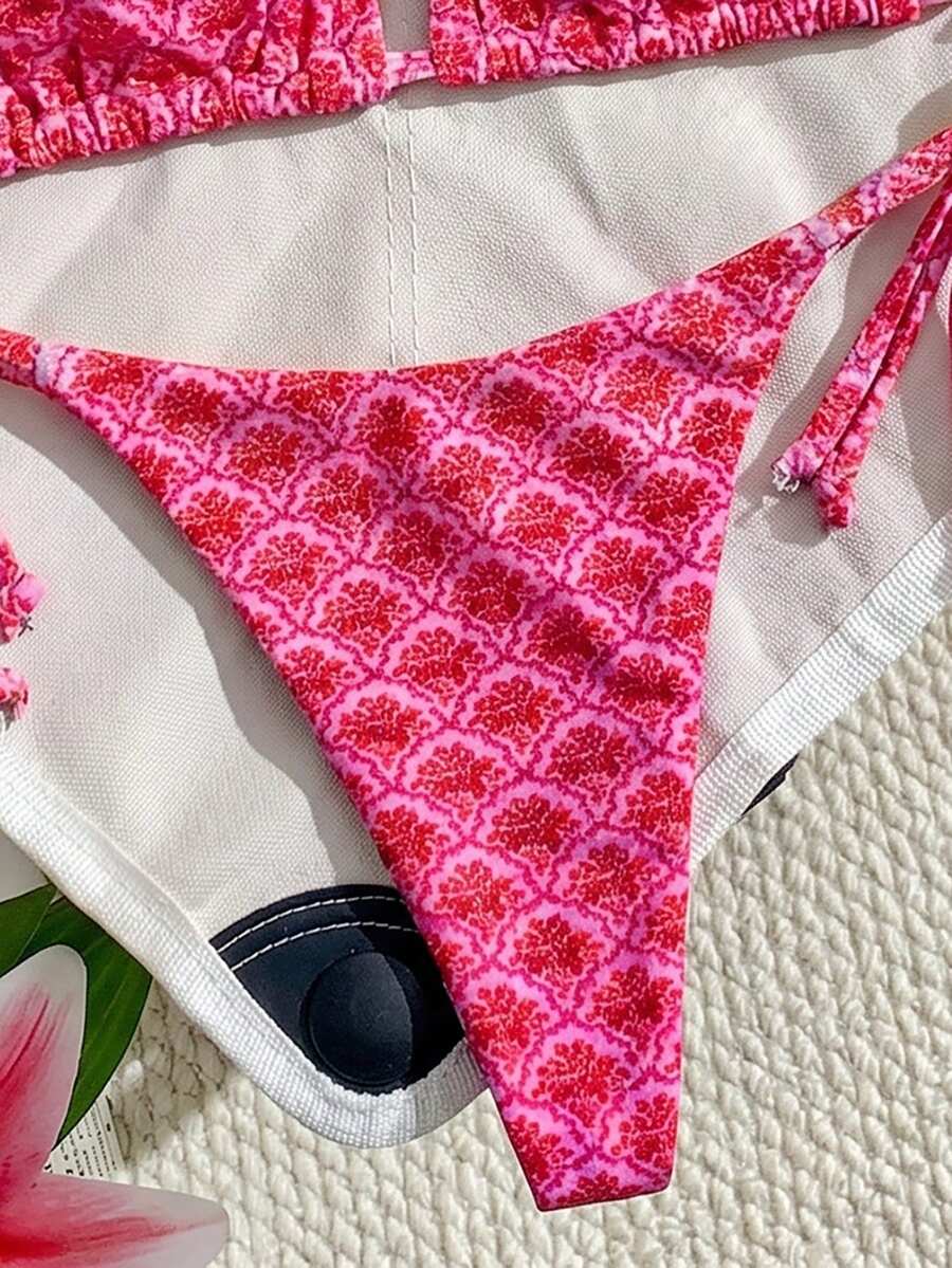 Swim Vcay Women's Solid Color Halter Tie Backless Sexy Thong Bikini Set Bikini Triangle Lemon Bikini Yellow Bathing Suits Light Yellow Bikini String Bikini Set