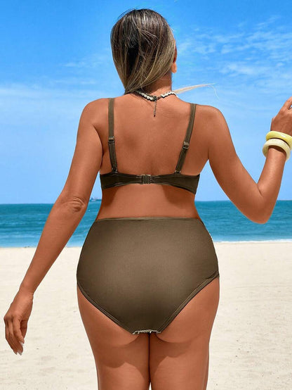 Multicolor Striped High-Waist Maternity Bikini Set – Sexy V-Wired Spaghetti Strap Pregnancy Swimsuit for Beach & Summer