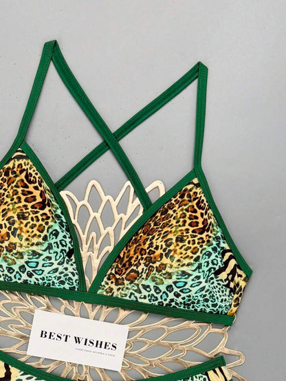 Swim Vcay Summer Beach Women Vacation Color-Block Halter Strap Bikini Set With Separated Bikini Set