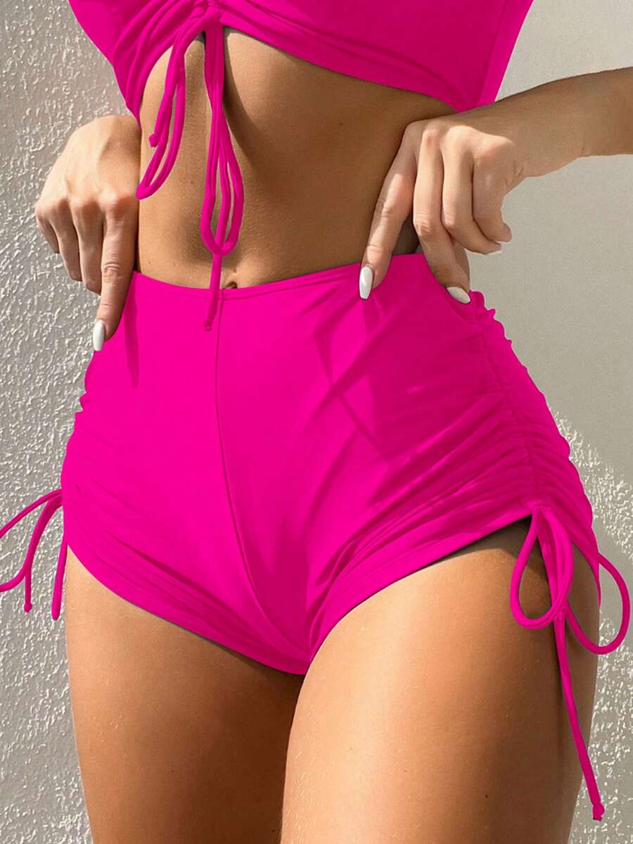 Swim Vcay Summer Beach Drawstring Side Bikini Bottom