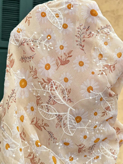Maternity Blue Puff Half Sleeve Floral Print Collar Neck Regular Fit Casual Blouse Top for Office and Daily Wear