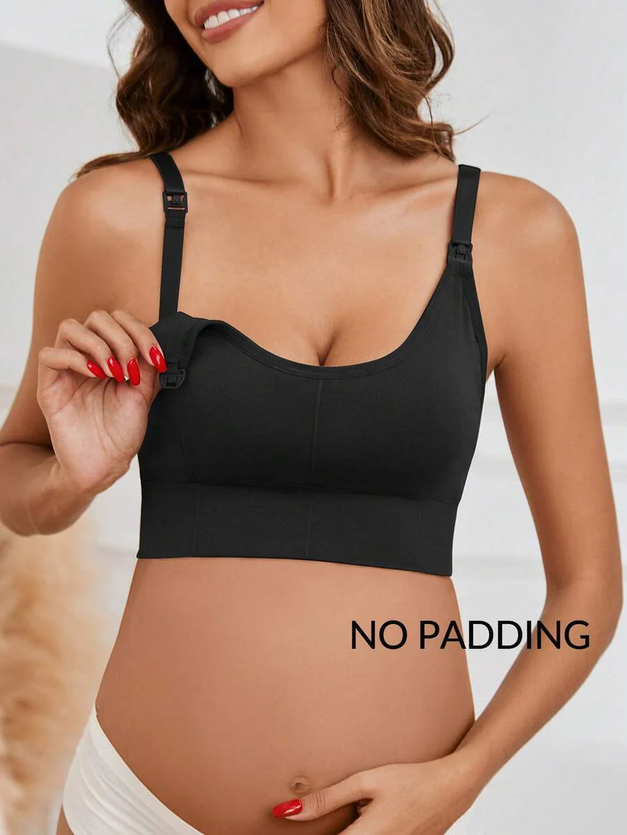 3-Pack Seamless Nursing Bra Set - High Rise Wireless Maternity Bras with Adjustable Straps and Medium Stretch