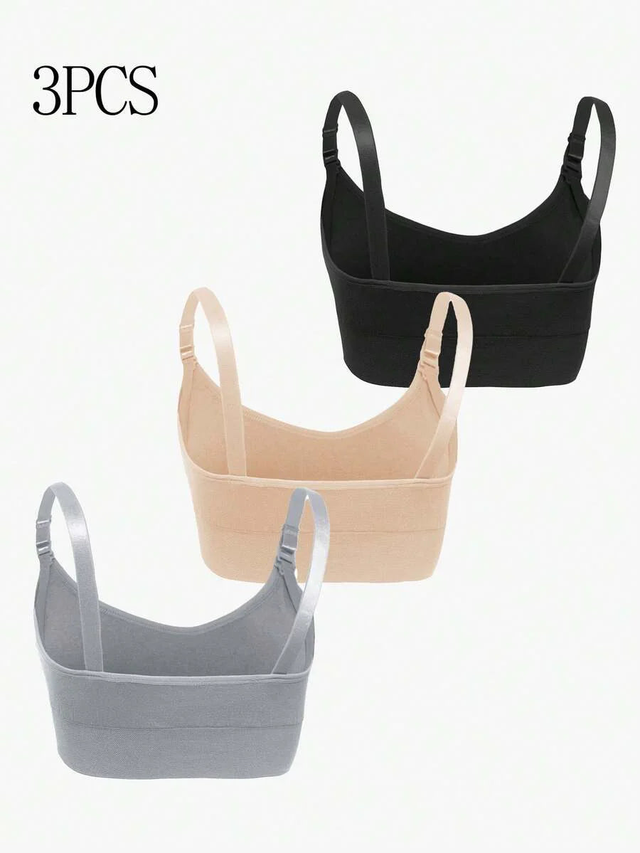 3-Pack Seamless Nursing Bra Set - High Rise Wireless Maternity Bras with Adjustable Straps and Medium Stretch