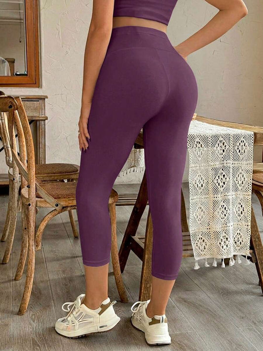 Purple High Elastic Maternity Leggings - Striped Belly Support Yoga Pants for Nursing Moms - High Waist Non-Transparent Sports Trousers for All Seasons