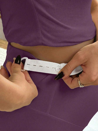 Purple High Elastic Maternity Leggings - Striped Belly Support Yoga Pants for Nursing Moms - High Waist Non-Transparent Sports Trousers for All Seasons