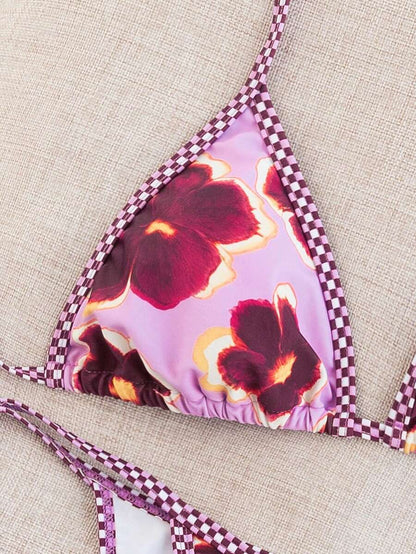 Swim Vcay Women's Summer Vacation Beach Paisley Print Halter Neck Bikini Set