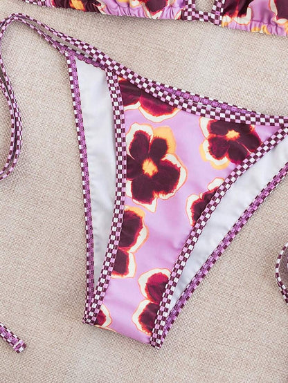 Swim Vcay Women's Summer Vacation Beach Paisley Print Halter Neck Bikini Set