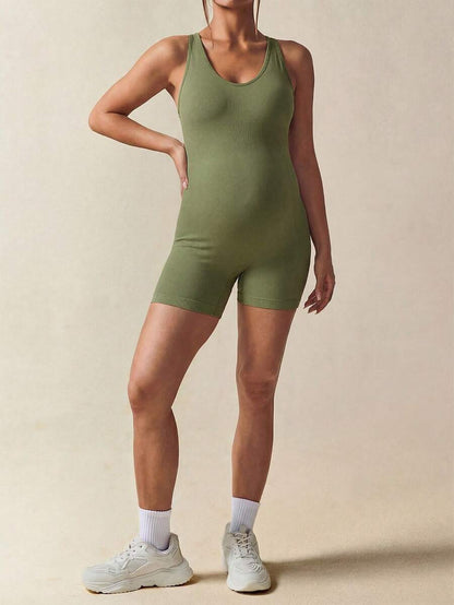 Maternity Casual Solid Color Sleeveless Backless Romper For Summer,Word Cup