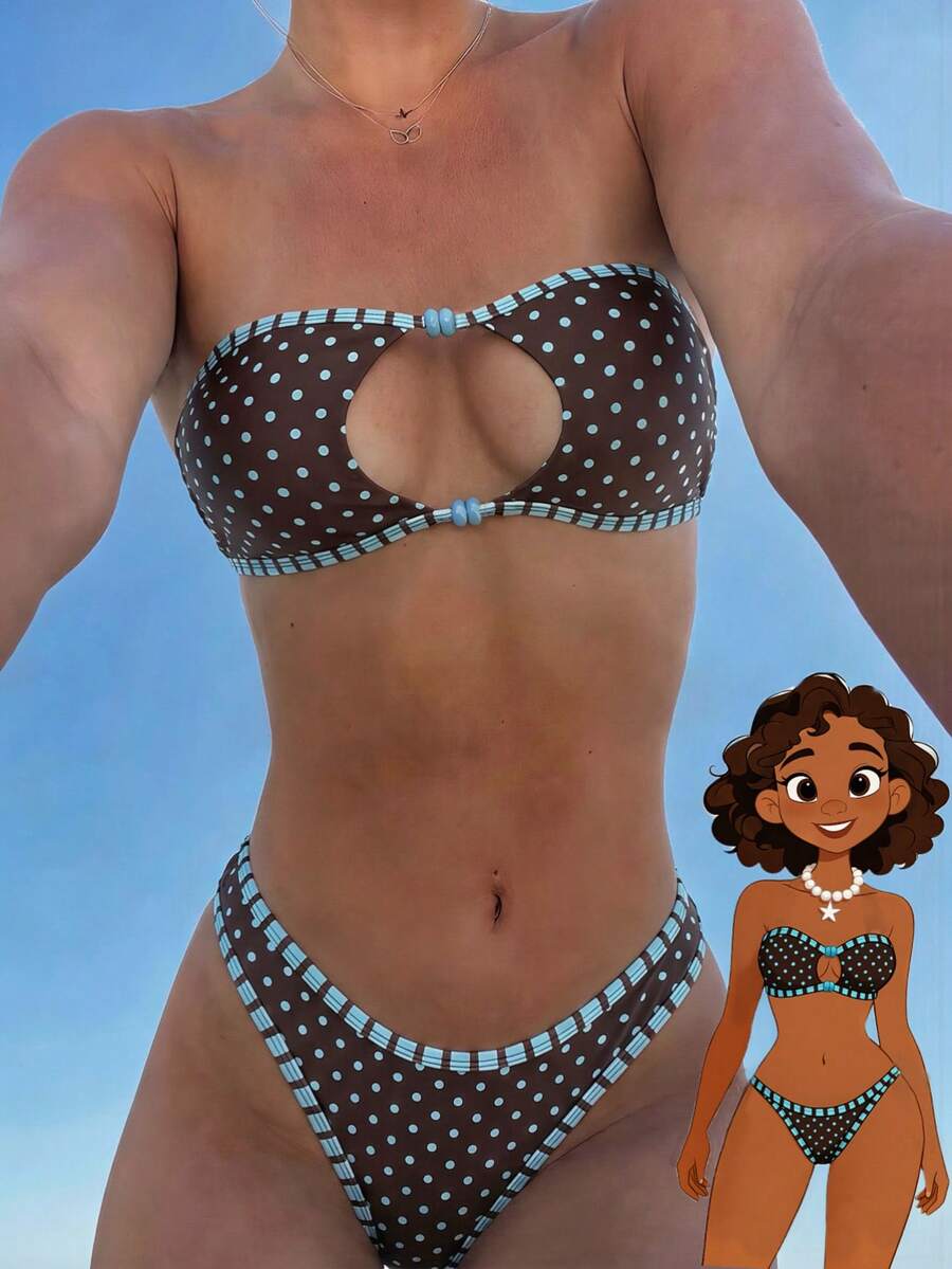 Swim Vcay Solid Color Bikini Swimming Suit For Beach Vacation, Strapless, Wireless For Summer
