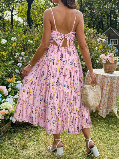 Maternity Floral Print Ruffle Hem Casual Camisole Dress