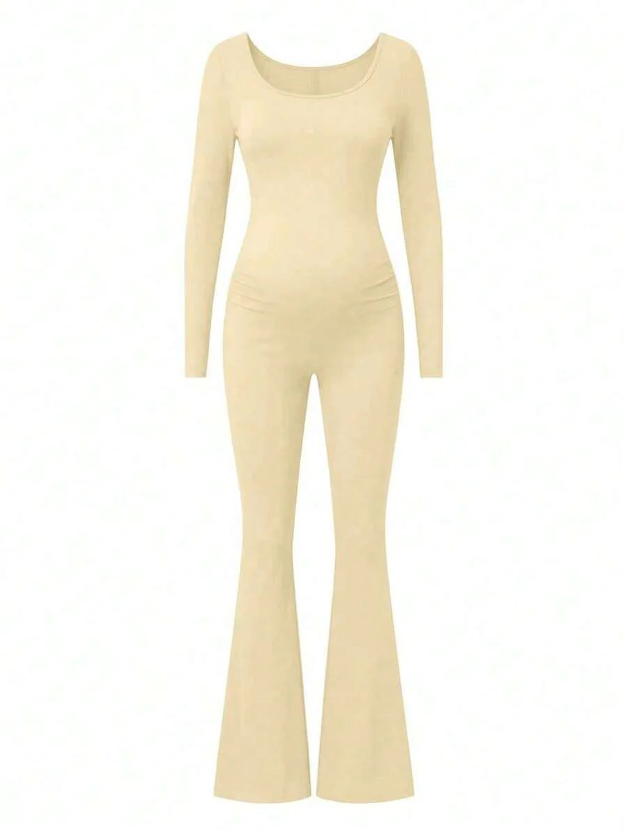 Maternity Long Sleeve Jumpsuit, Tight & Comfortable Casual Outfit