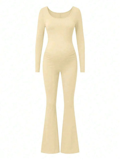 Maternity Long Sleeve Jumpsuit, Tight & Comfortable Casual Outfit