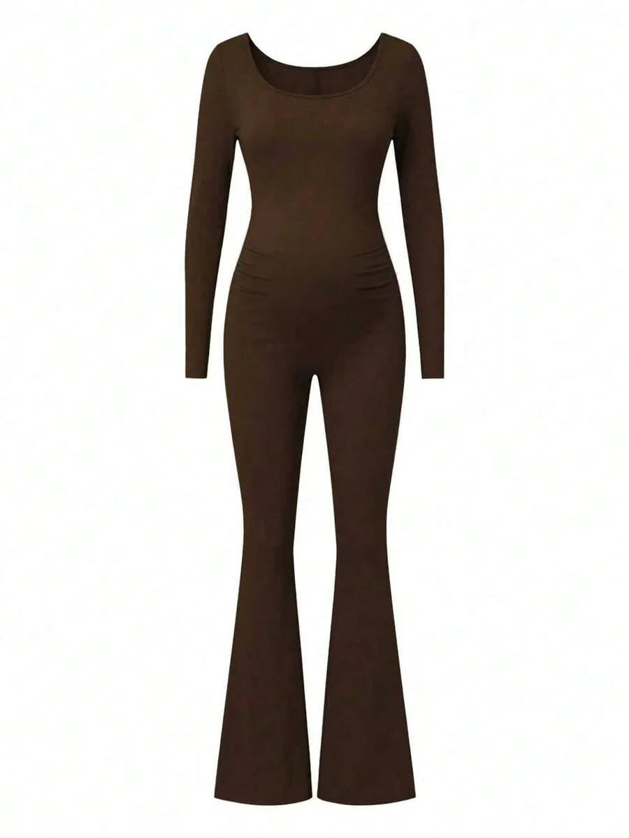 Maternity Long Sleeve Jumpsuit, Tight & Comfortable Casual Outfit