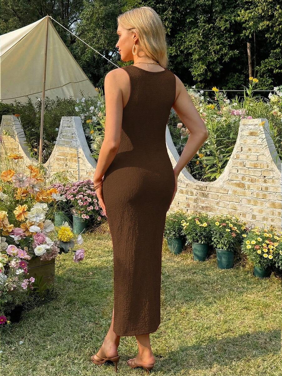 Women's Long Twist Knot Slit Casual Maternity Dress