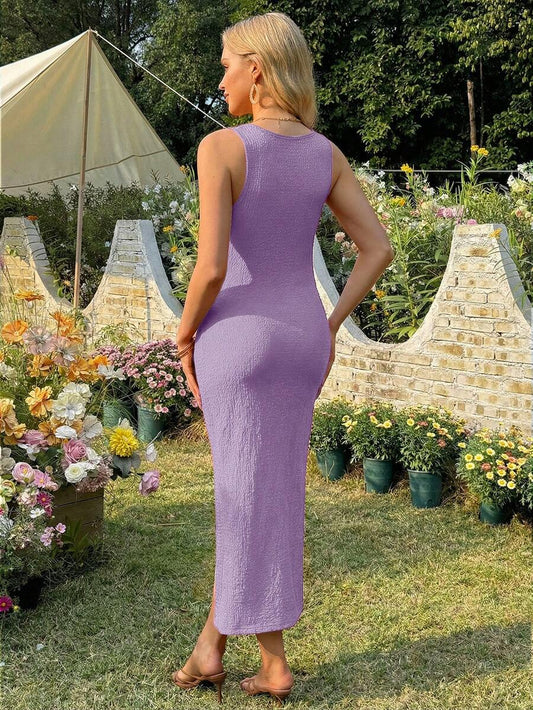 Women's Long Twist Knot Slit Casual Maternity Dress