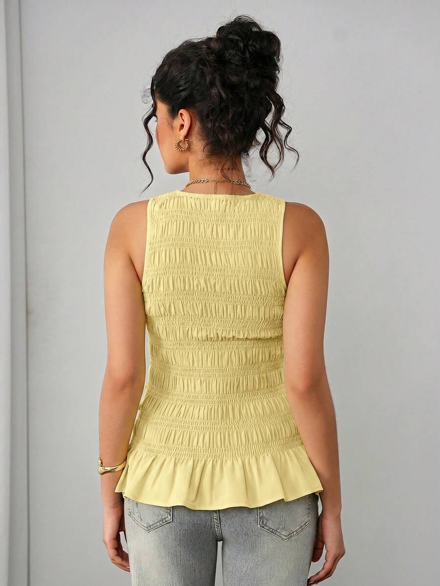 Maternity Tank Camisole - Tank Vest Neck, Shirred, Flared Hem, Slim Fit, Pink