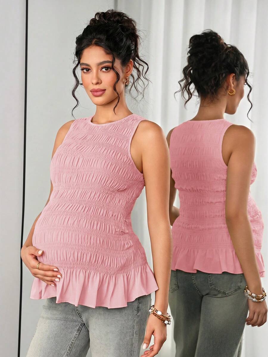 Momance Maternity Camisole - Solid Color Elegant Soft Stretch Pregnancy Tank Top, Nursing Lounge